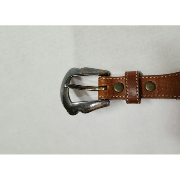 REI Womens Beaded Leather Waist Belt Brown Multicolor Colorful #309025 Size M - Picture 5 of 12